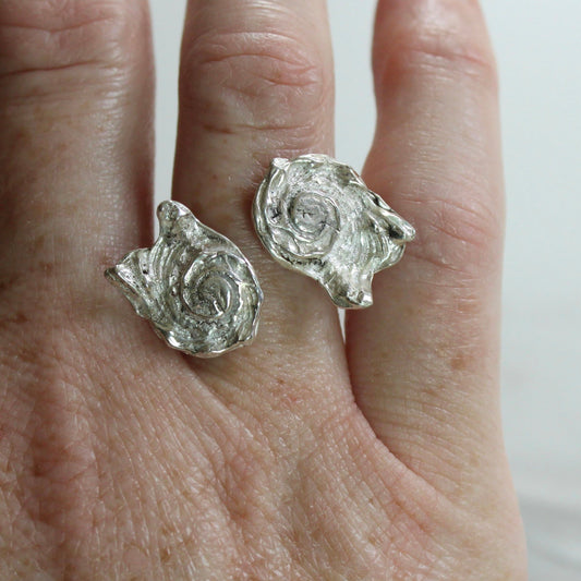 Adjustable Shell Ring – Recycled Sterling Silver, Cast from Real Shells Louella Jewellery