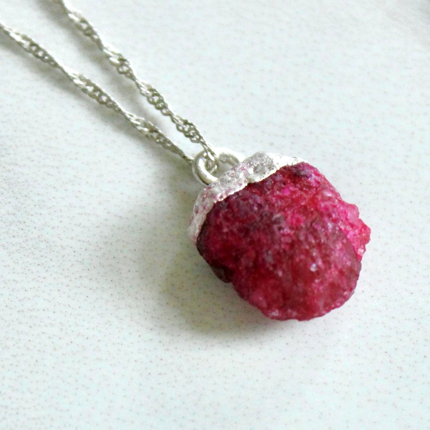 Raw ruby pendant Louella Jewellery