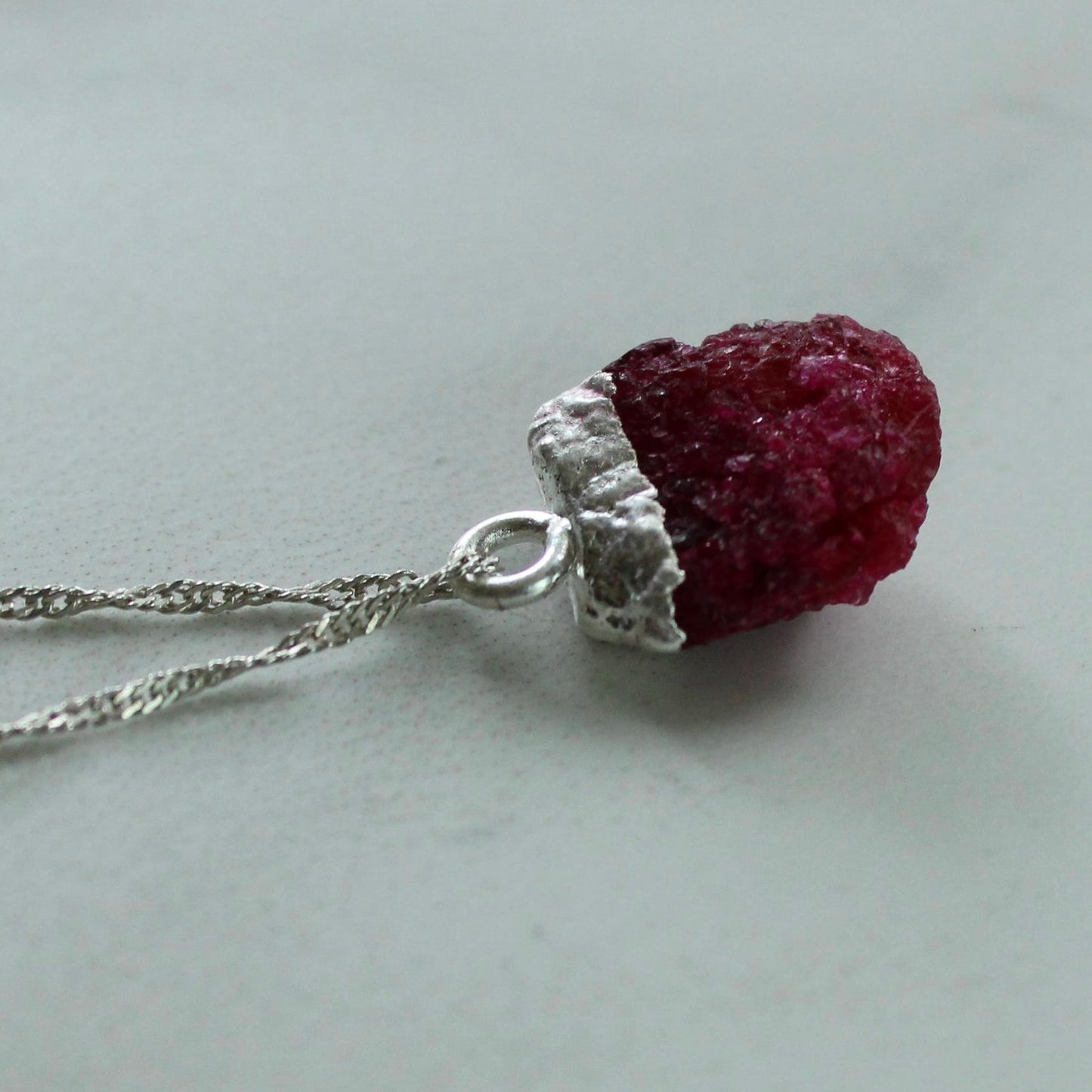Raw ruby pendant Louella Jewellery