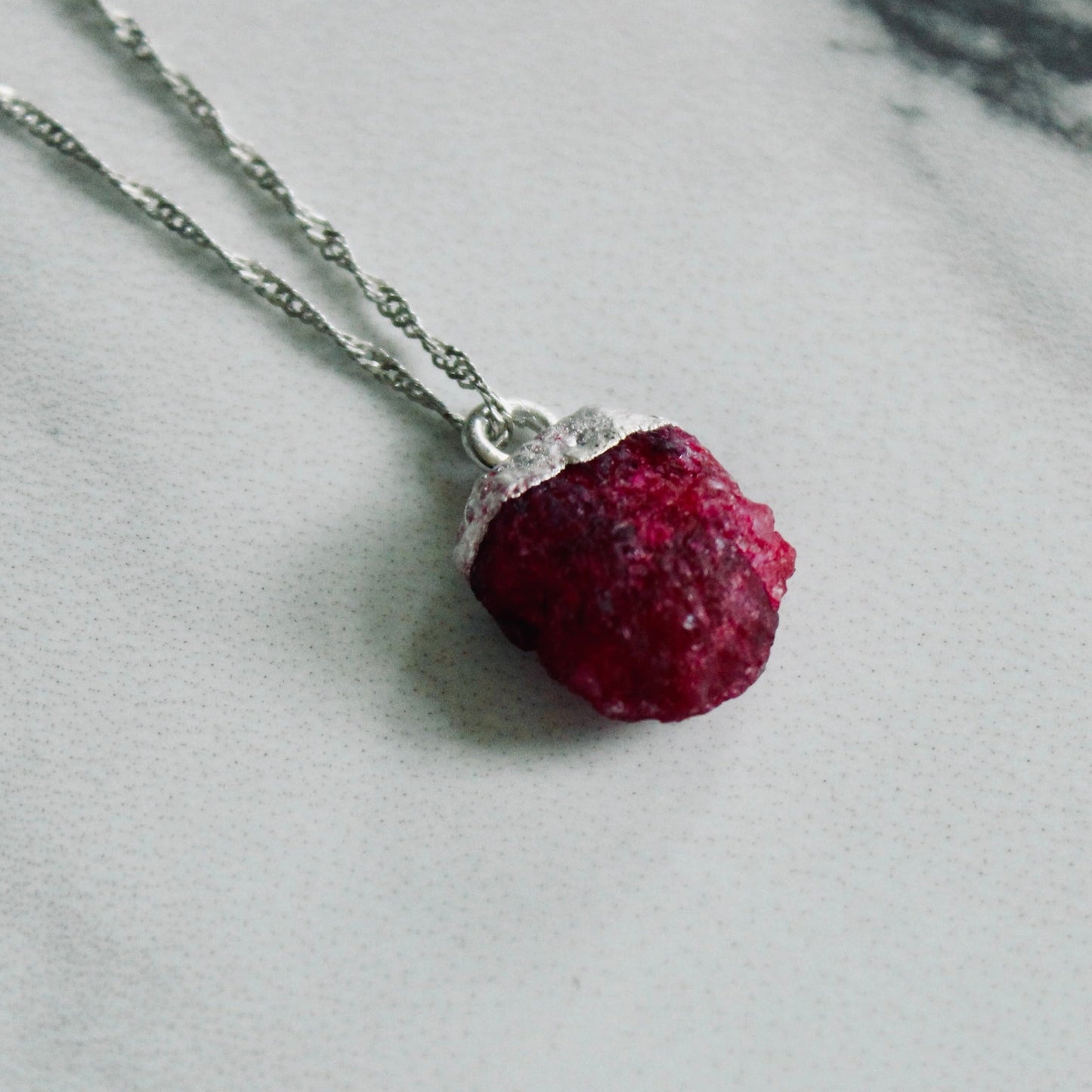 Raw ruby pendant Louella Jewellery