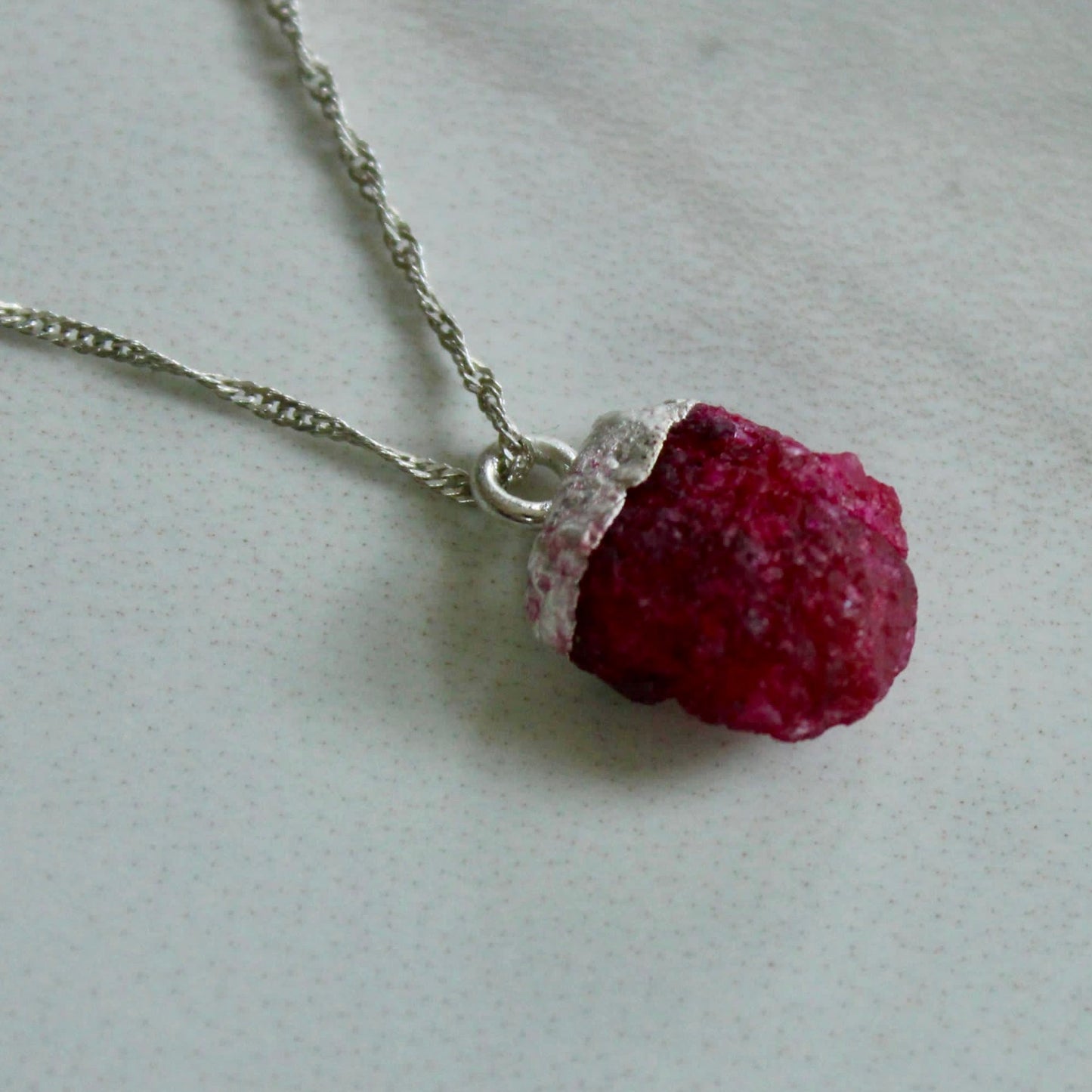 Raw ruby pendant Louella Jewellery