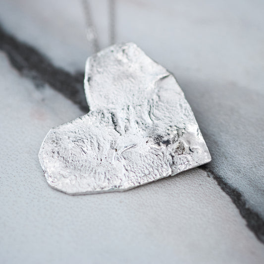 Textured Heart – One of a Kind Reticulated Silver Pendant