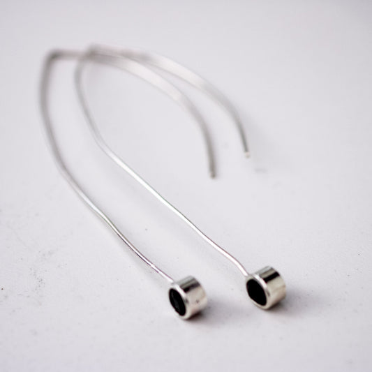 Blue-Black Sapphire Long Drop Modern Earrings