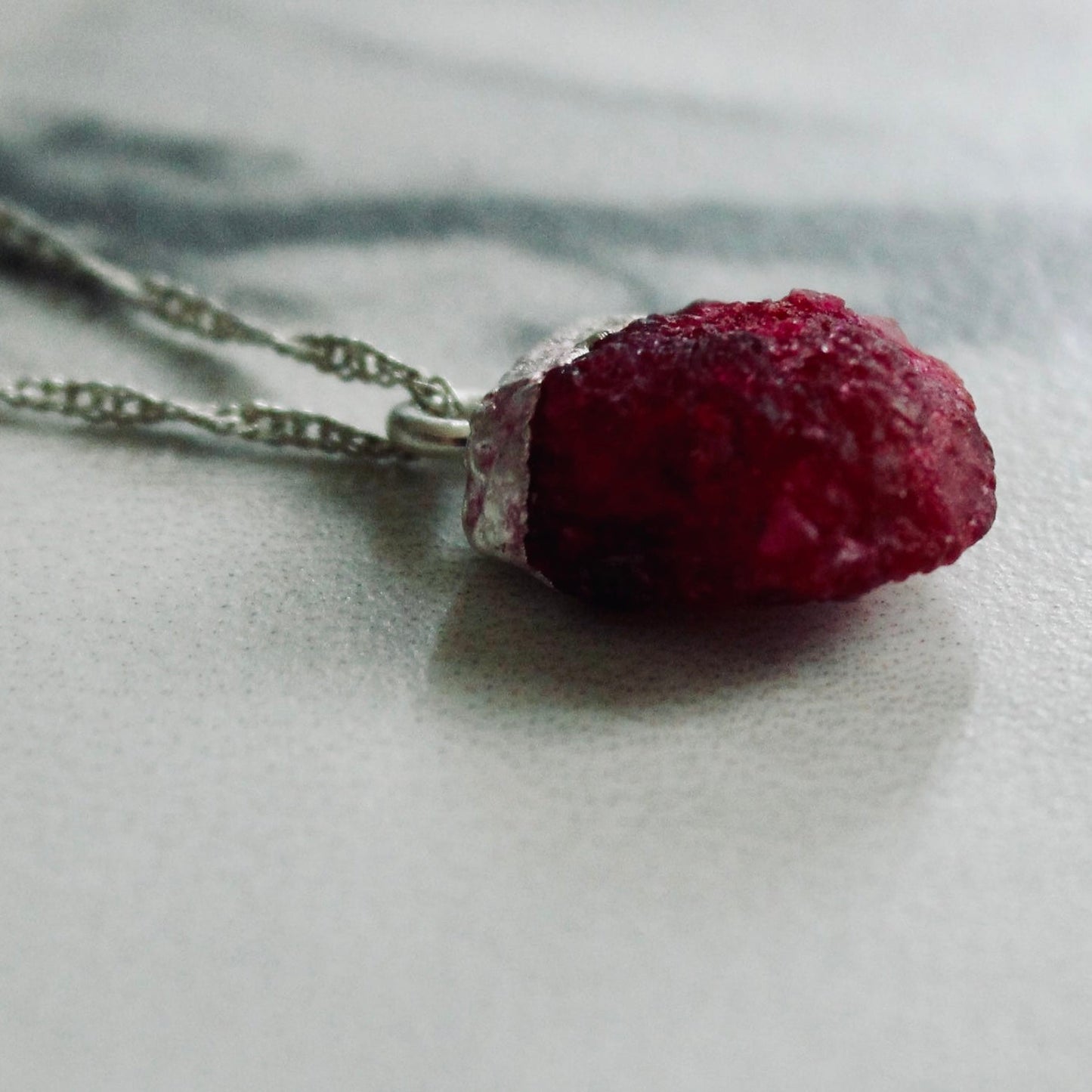 Raw ruby pendant Louella Jewellery