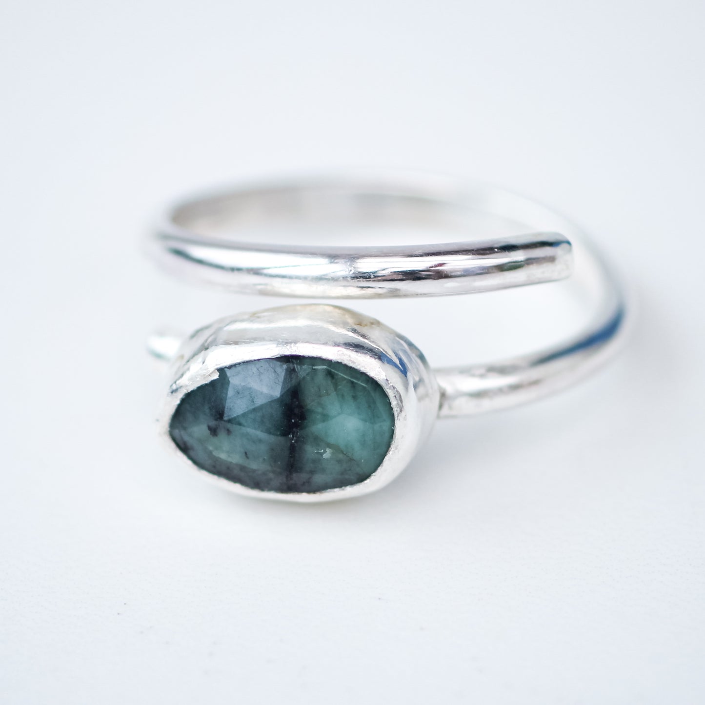 Natural, Rose Cut Emerald Adjustable Ring