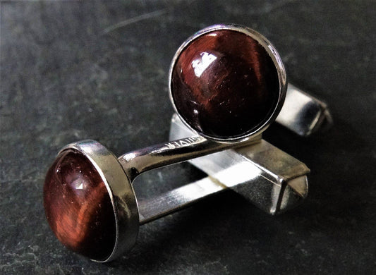 Red tigers eye cufflinks louella-jewellery