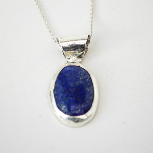Oval Lapis Lazuli Pendant in Sterling Silver