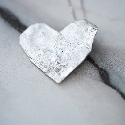 Textured Heart – One of a Kind Reticulated Silver Pendant