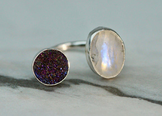 Druzy & Rainbow Moonstone Louella Jewellery