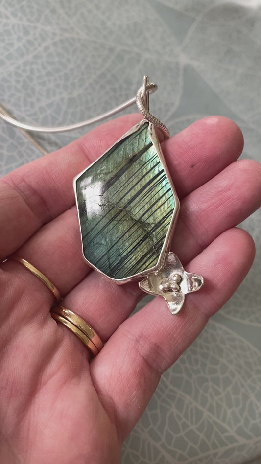 Labradorite flower statement pendant