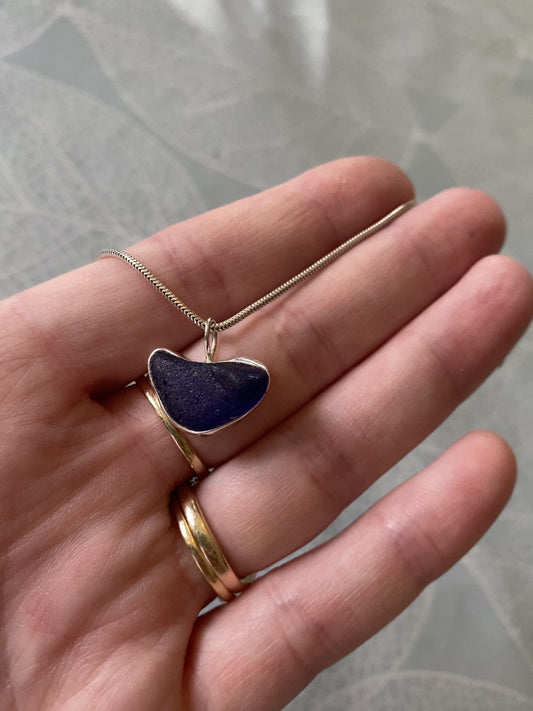 Blue sea glass pendant