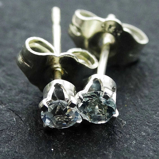 Aquamarine stud earrings - March Birthstone | Earrings | Louella Jewellery