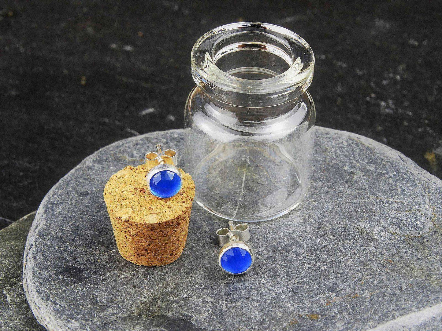 Blue gemstone stud earrings | Earrings | Louella Jewellery