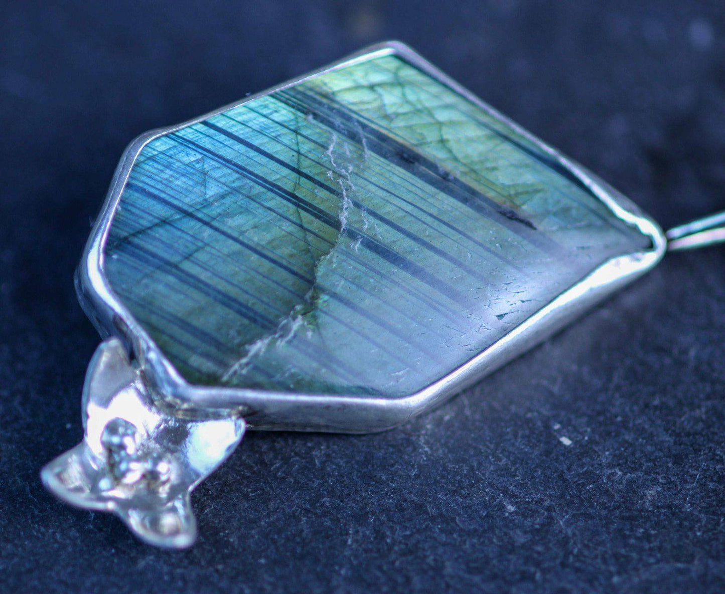 Labradorite flower statement pendant | Louella Jewellery