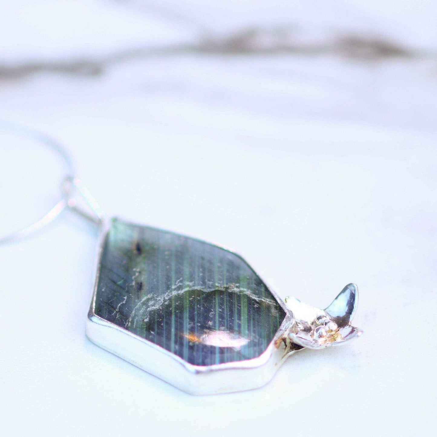 Labradorite flower statement pendant | Louella Jewellery