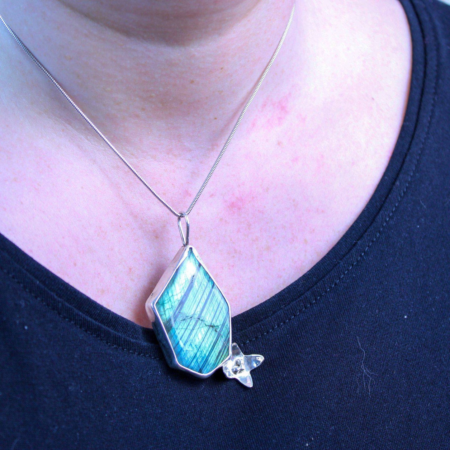 Labradorite flower statement pendant | Louella Jewellery