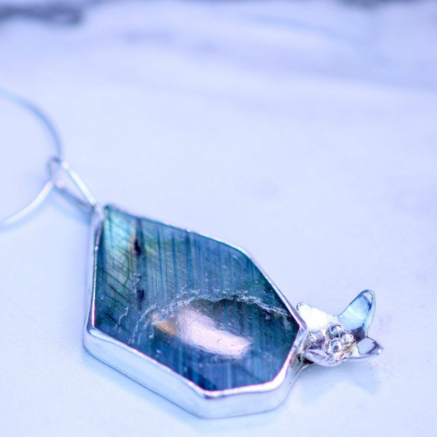 Labradorite flower statement pendant | Louella Jewellery