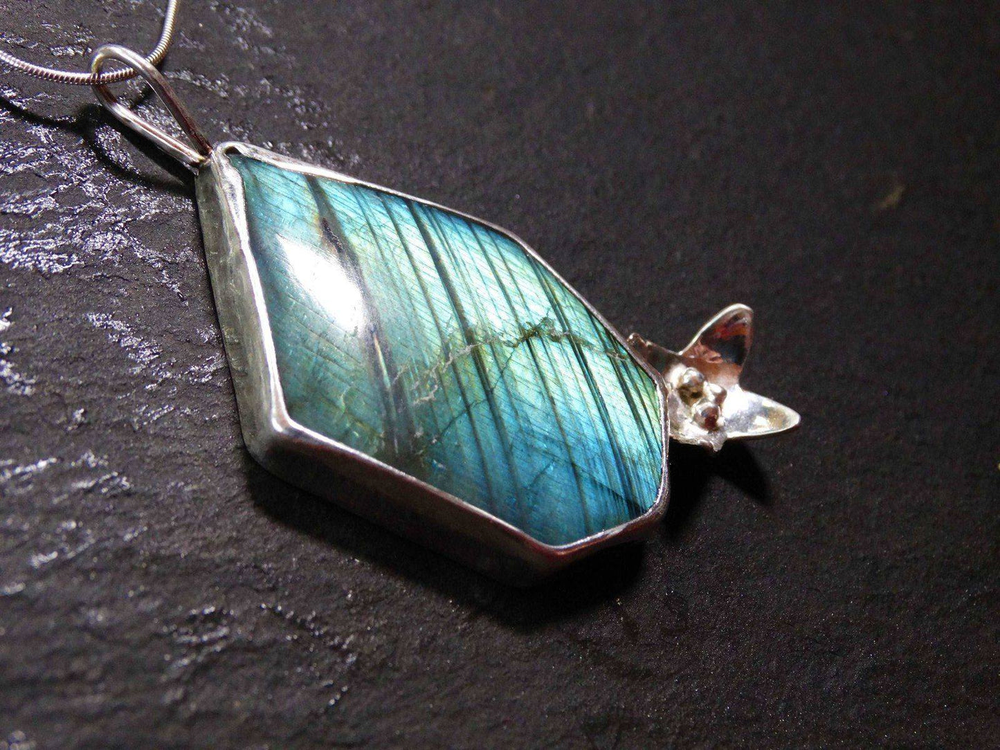 Labradorite flower statement pendant | Louella Jewellery