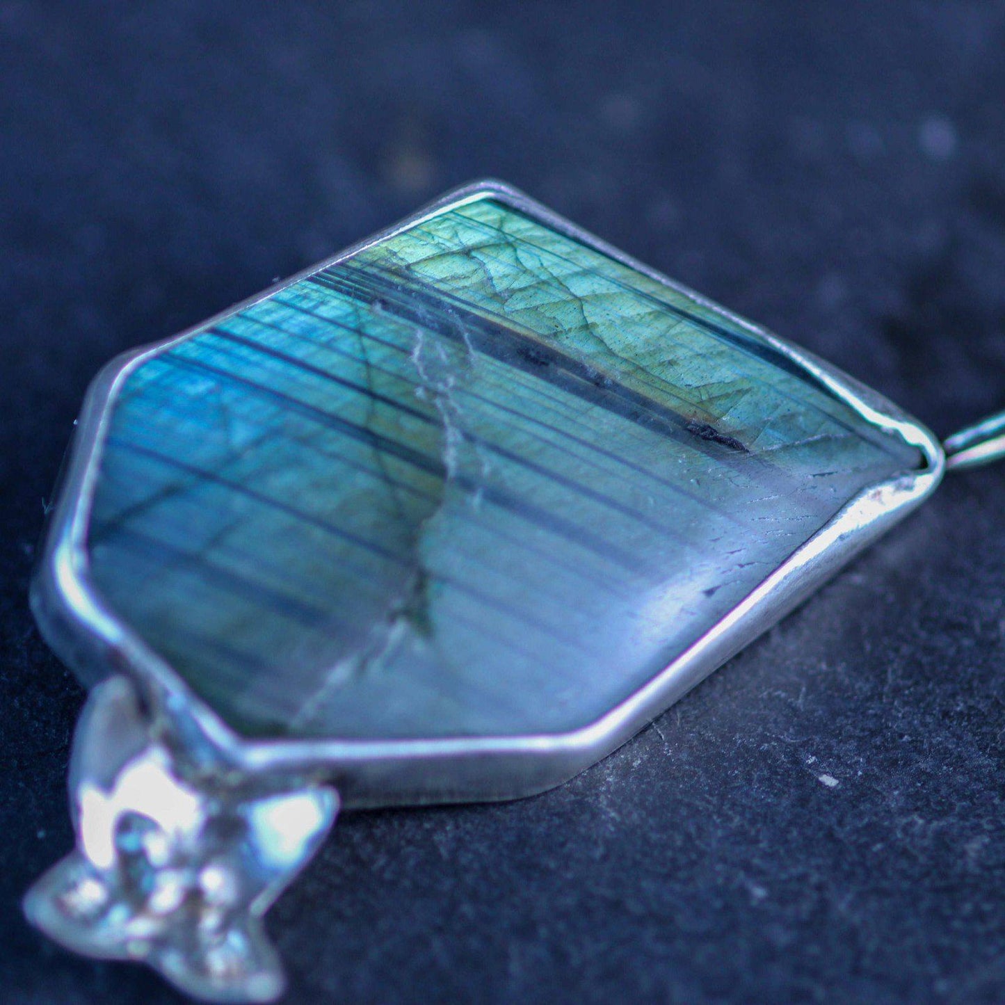 Labradorite flower statement pendant | Louella Jewellery