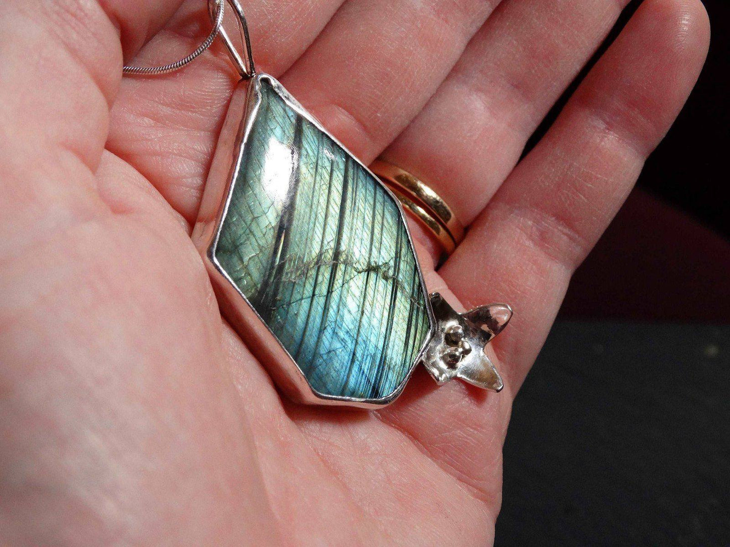 Labradorite flower statement pendant | Louella Jewellery