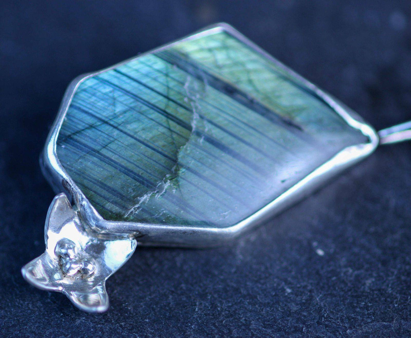 Labradorite flower statement pendant | Louella Jewellery