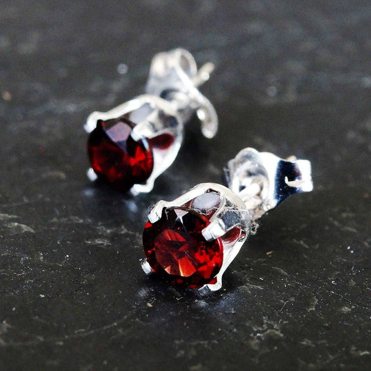 Garnet stud earrings - January birthstone | Earrings | Louella Jewellery
