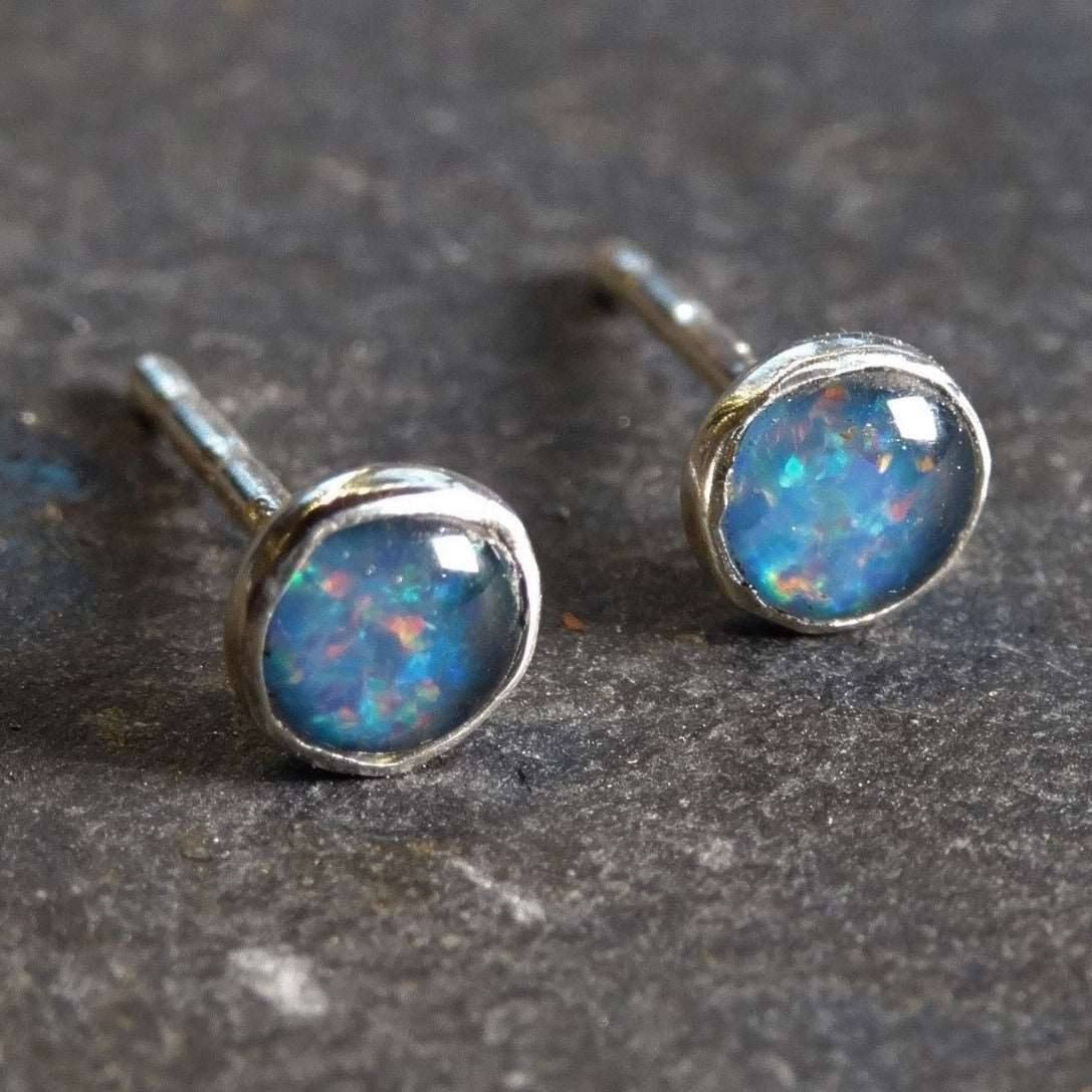 Opal stud earrings October birthstone