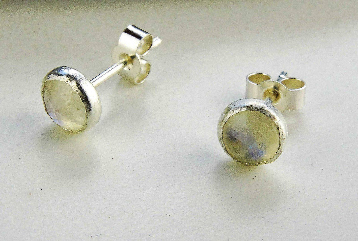 Rainbow moonstone stud earrings | Earrings | Louella Jewellery