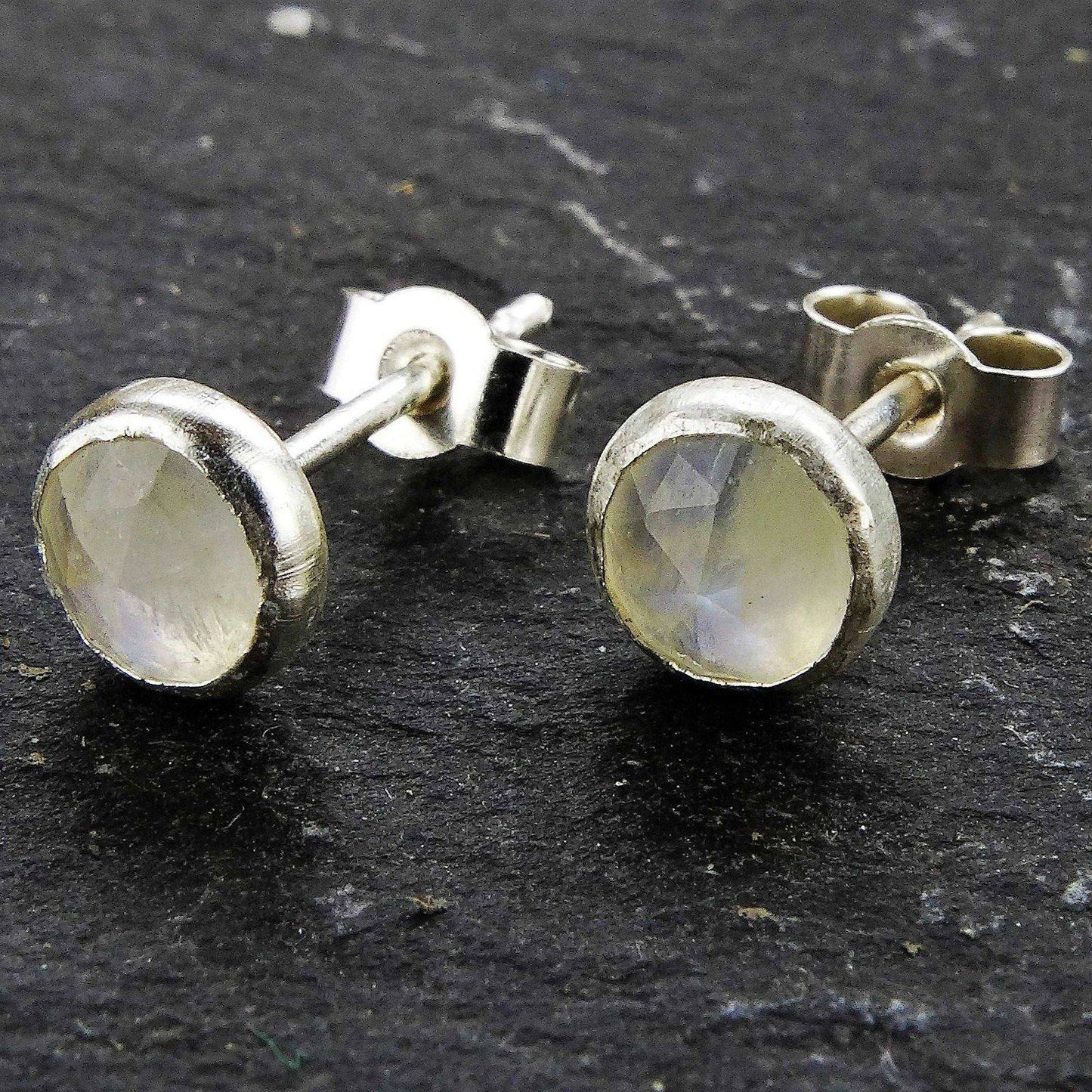 Rainbow moonstone stud earrings | Earrings | Louella Jewellery