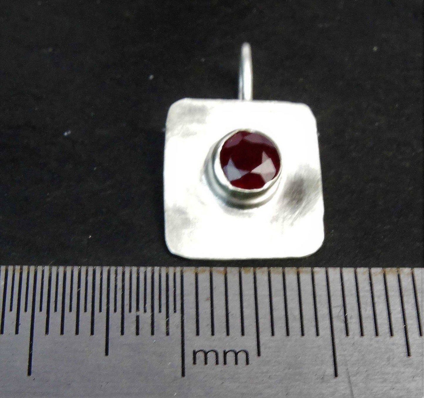 Ruby pendant in brushed silver | Necklace | Louella Jewellery