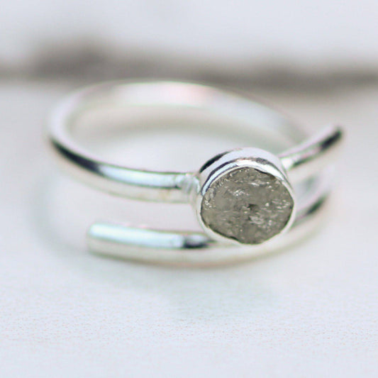 Silver raw diamond ring | Ring | Louella Jewellery