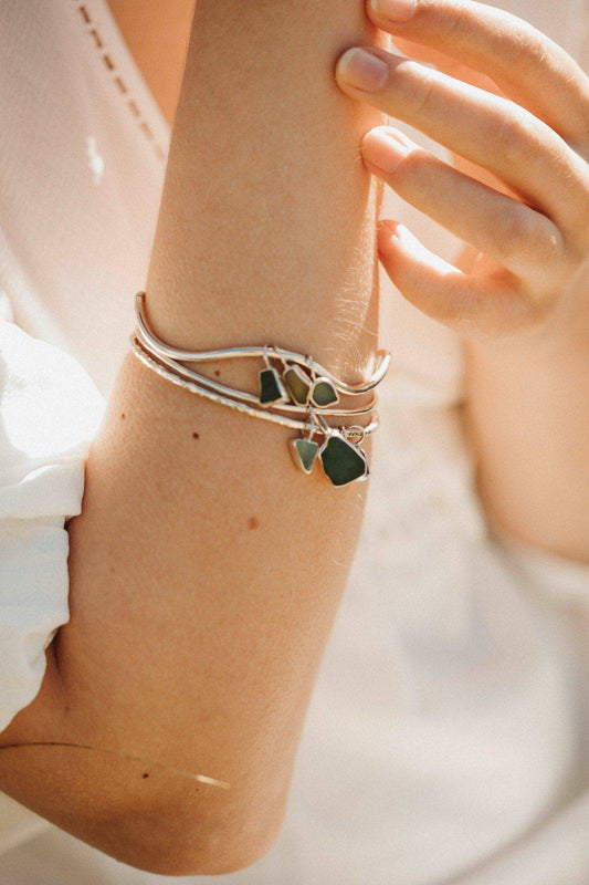 Green sea glass bangle | bangle | Louella Jewellery