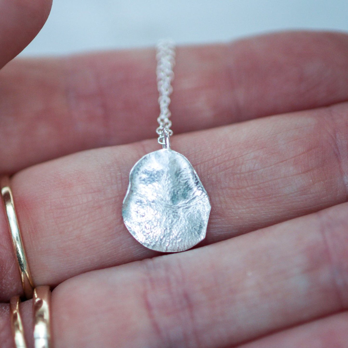 Textured eco silver pendant necklace louella-jewellery