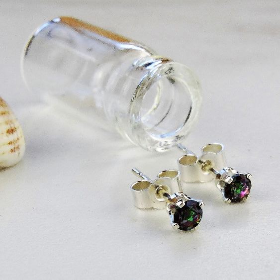 Mystic fire topaz stud earrings louella-jewellery