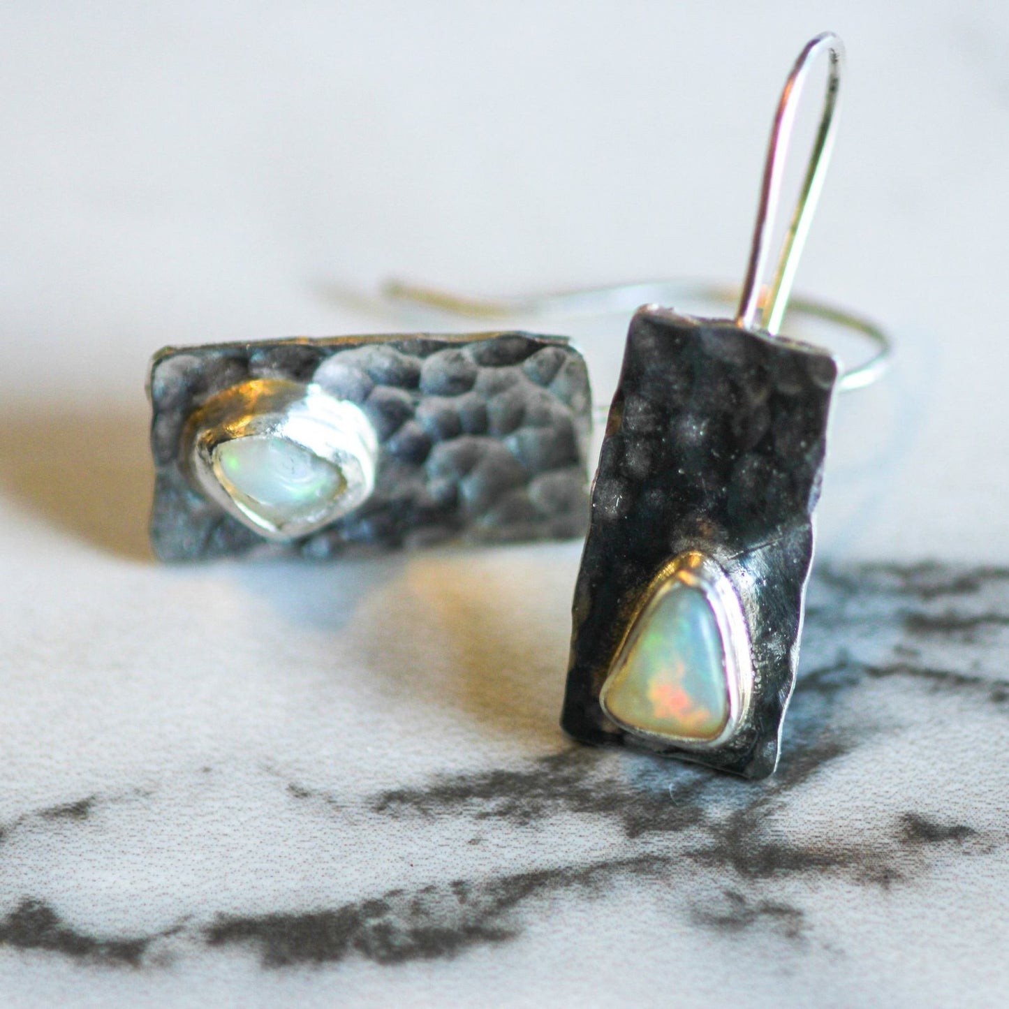 Rough opal earrings louella-jewellery