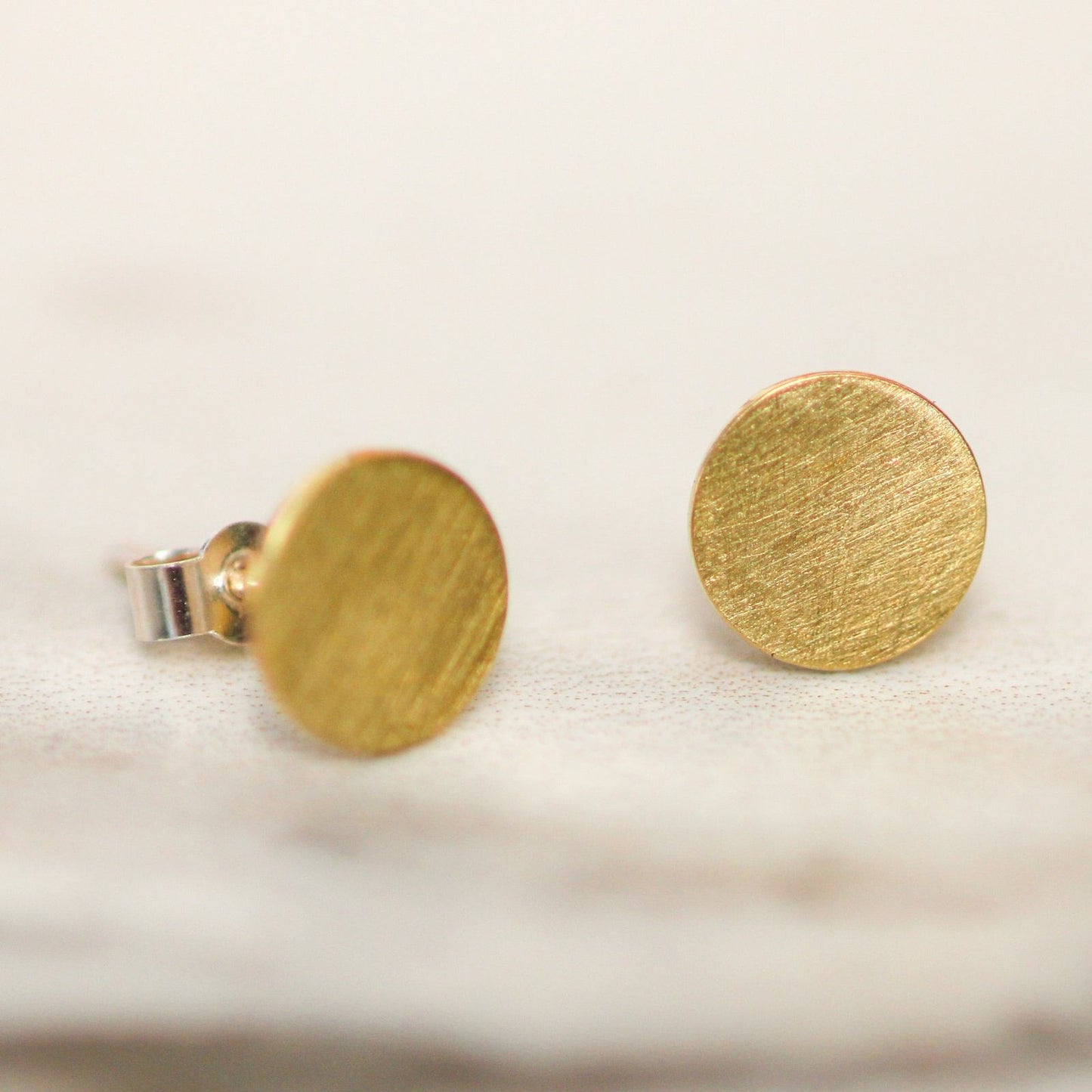 Small brushed brass studs louella-jewellery