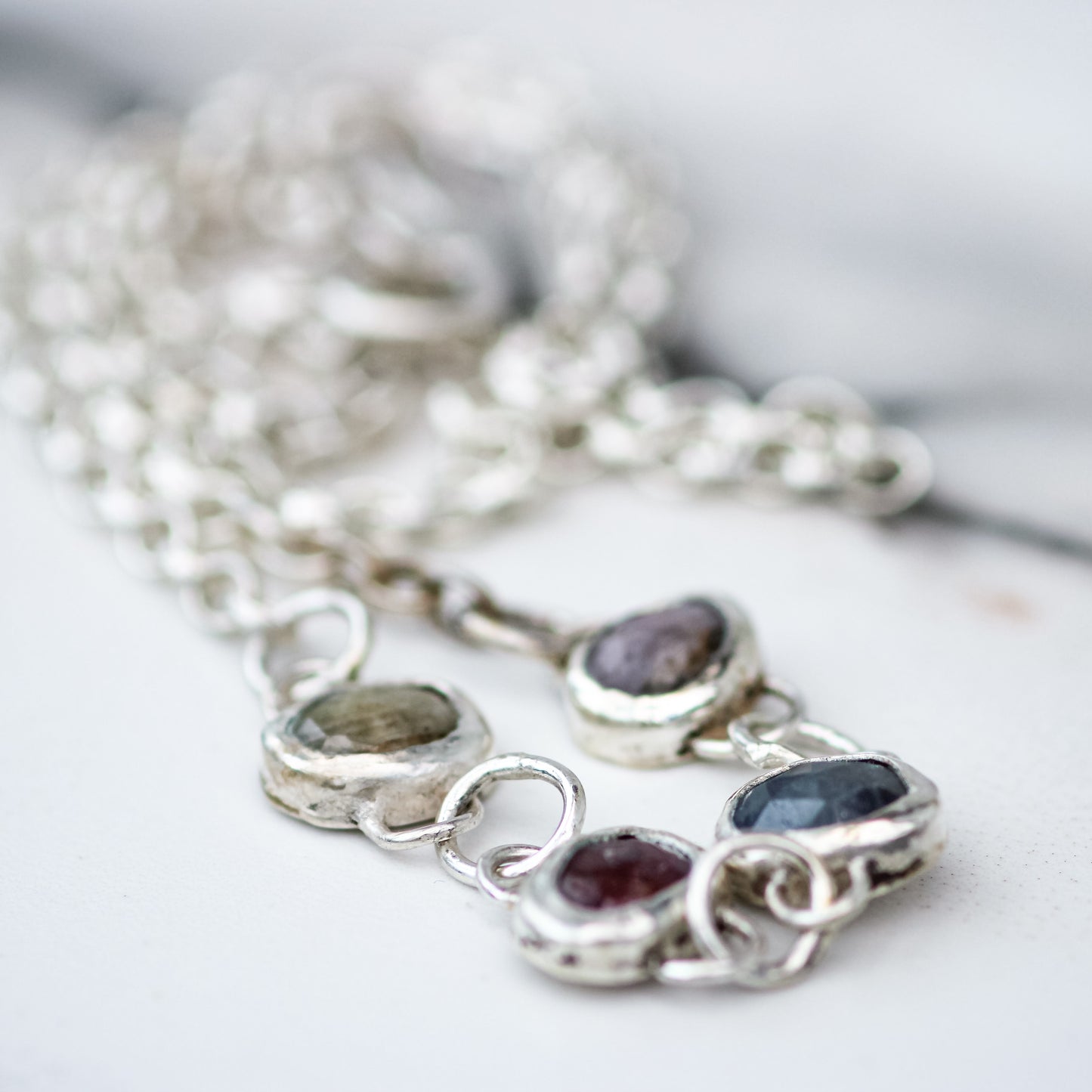 Rose Cut Tourmaline Necklace – Lilac, Pink, Blue & Bronze Green