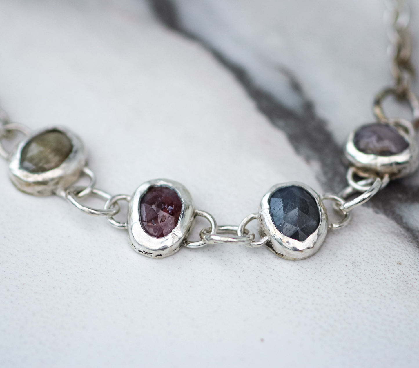 Rose Cut Tourmaline Necklace – Lilac, Pink, Blue & Bronze Green