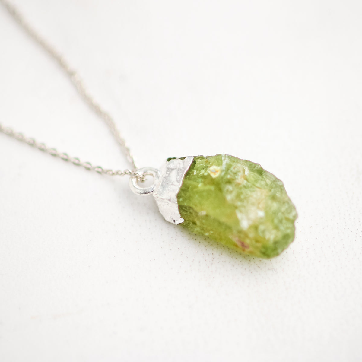 Raw Peridot Crystal Necklace