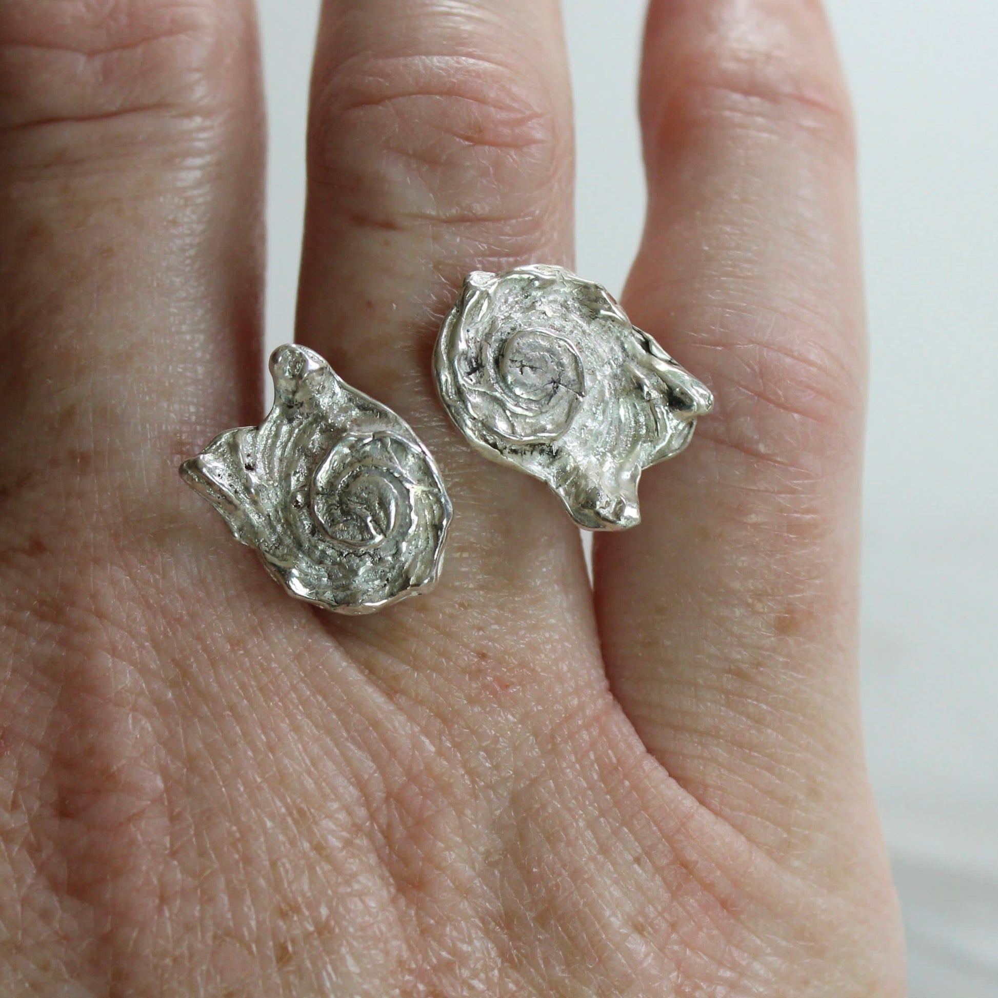 Adjustable Shell Ring – Recycled Sterling Silver, Cast from Real Shells Louella Jewellery