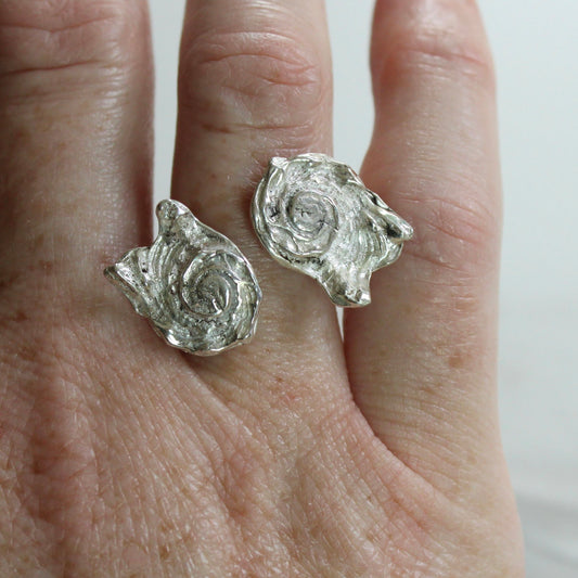 Adjustable Shell Ring – Recycled Sterling Silver, Cast from Real Shells