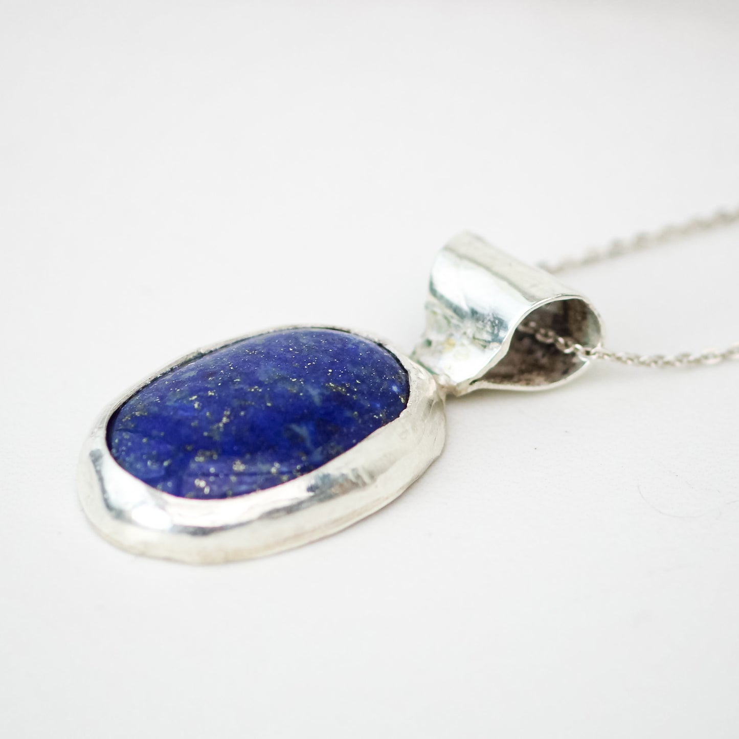 Oval Lapis Lazuli Pendant in Sterling Silver