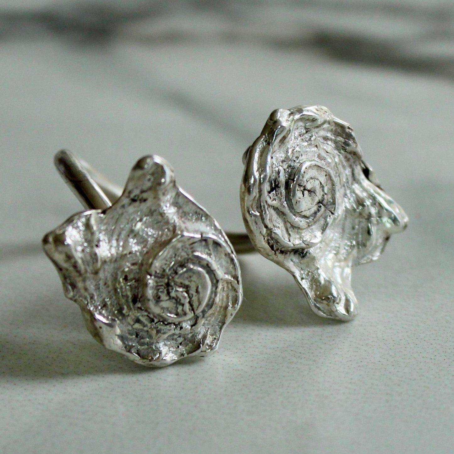Adjustable Shell Ring – Recycled Sterling Silver, Cast from Real Shells