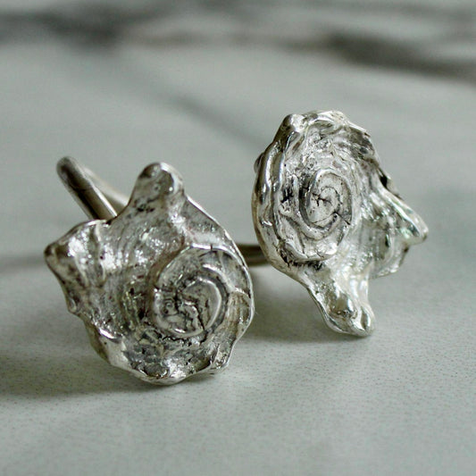 Adjustable Shell Ring – Recycled Sterling Silver, Cast from Real Shells