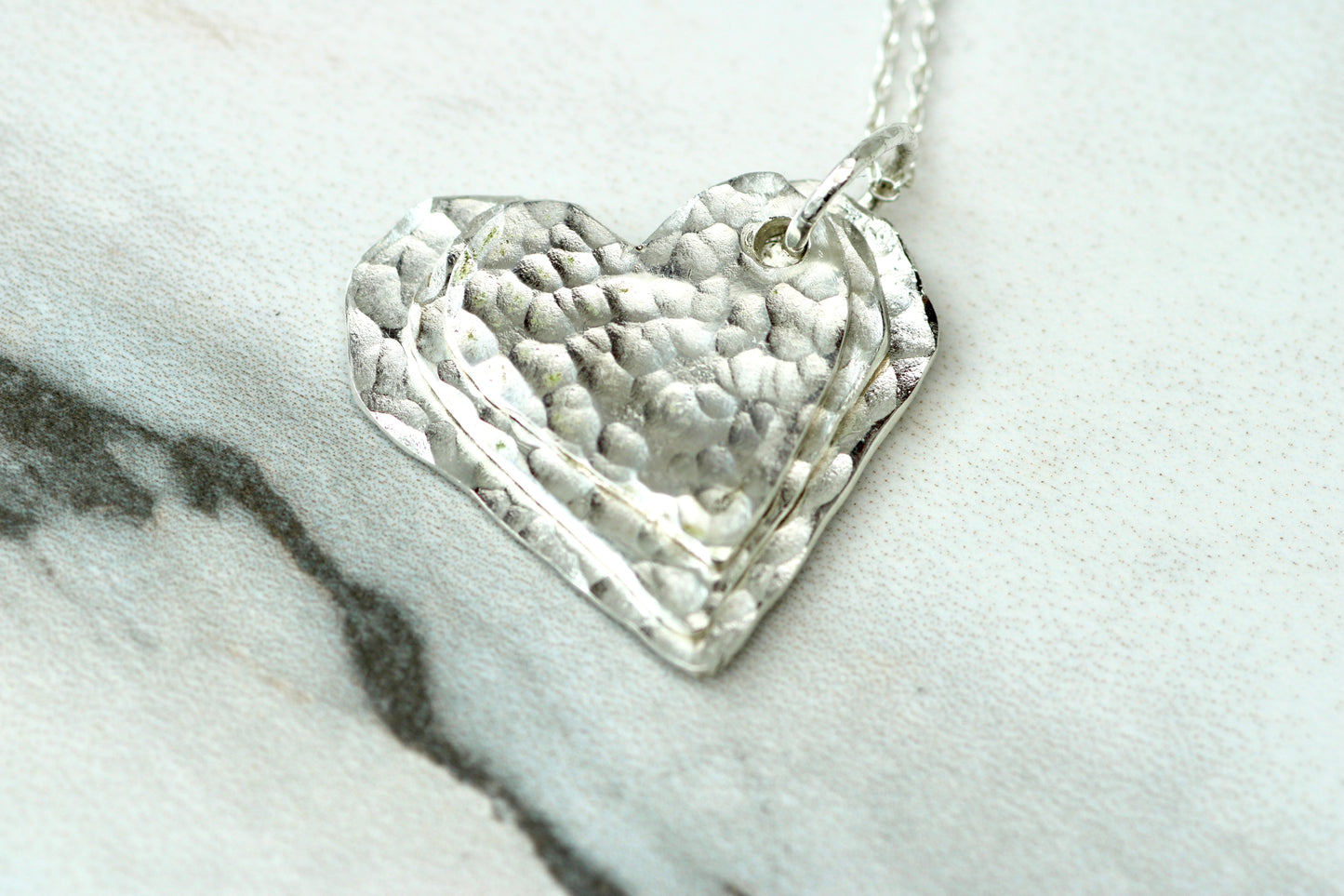 Personalised Family Necklace – Eco Silver Linked Hearts Louella Jewellery