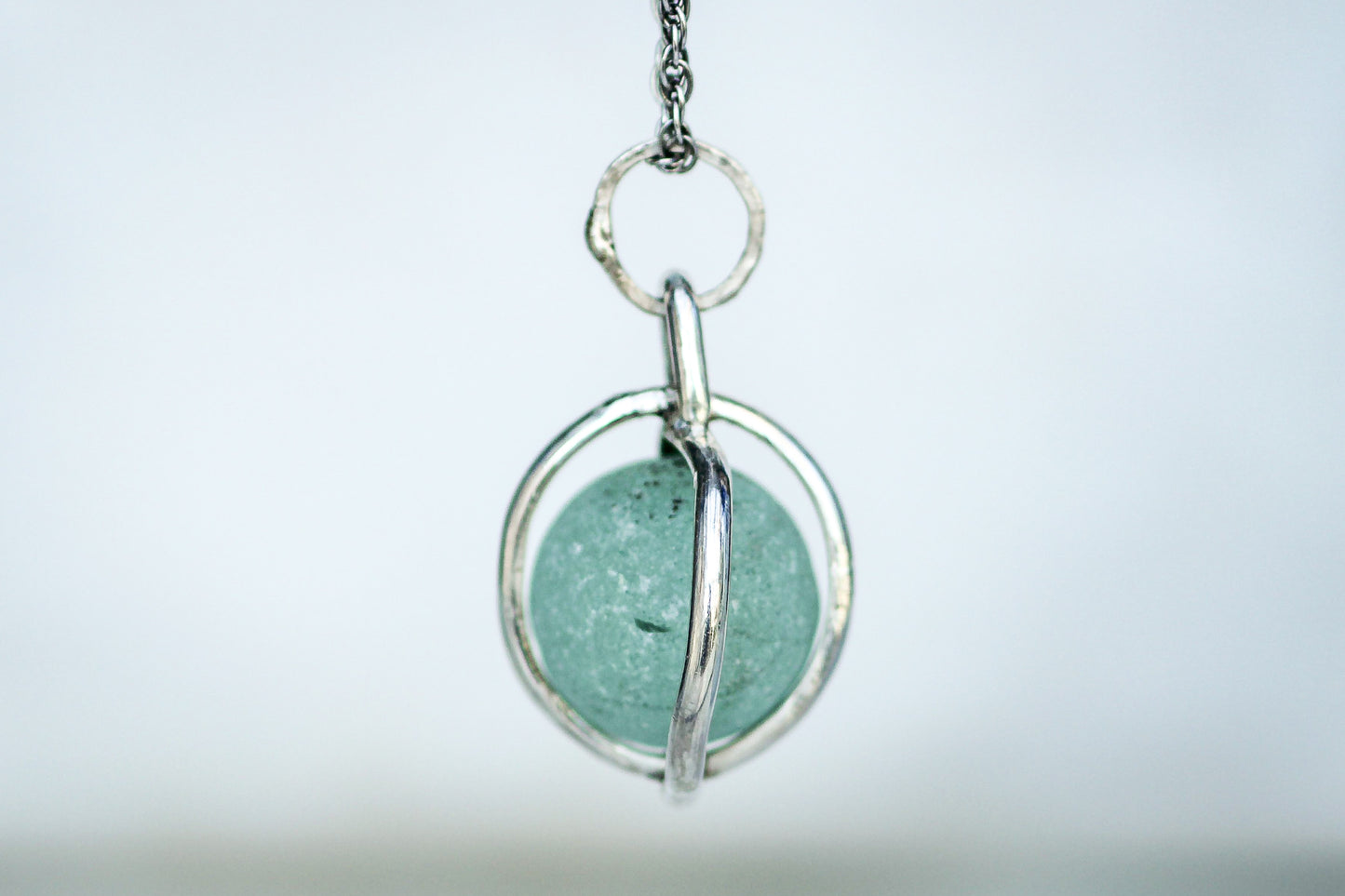 Handcrafted sterling silver necklace with moving Codd marble, ocean-inspired jewellery