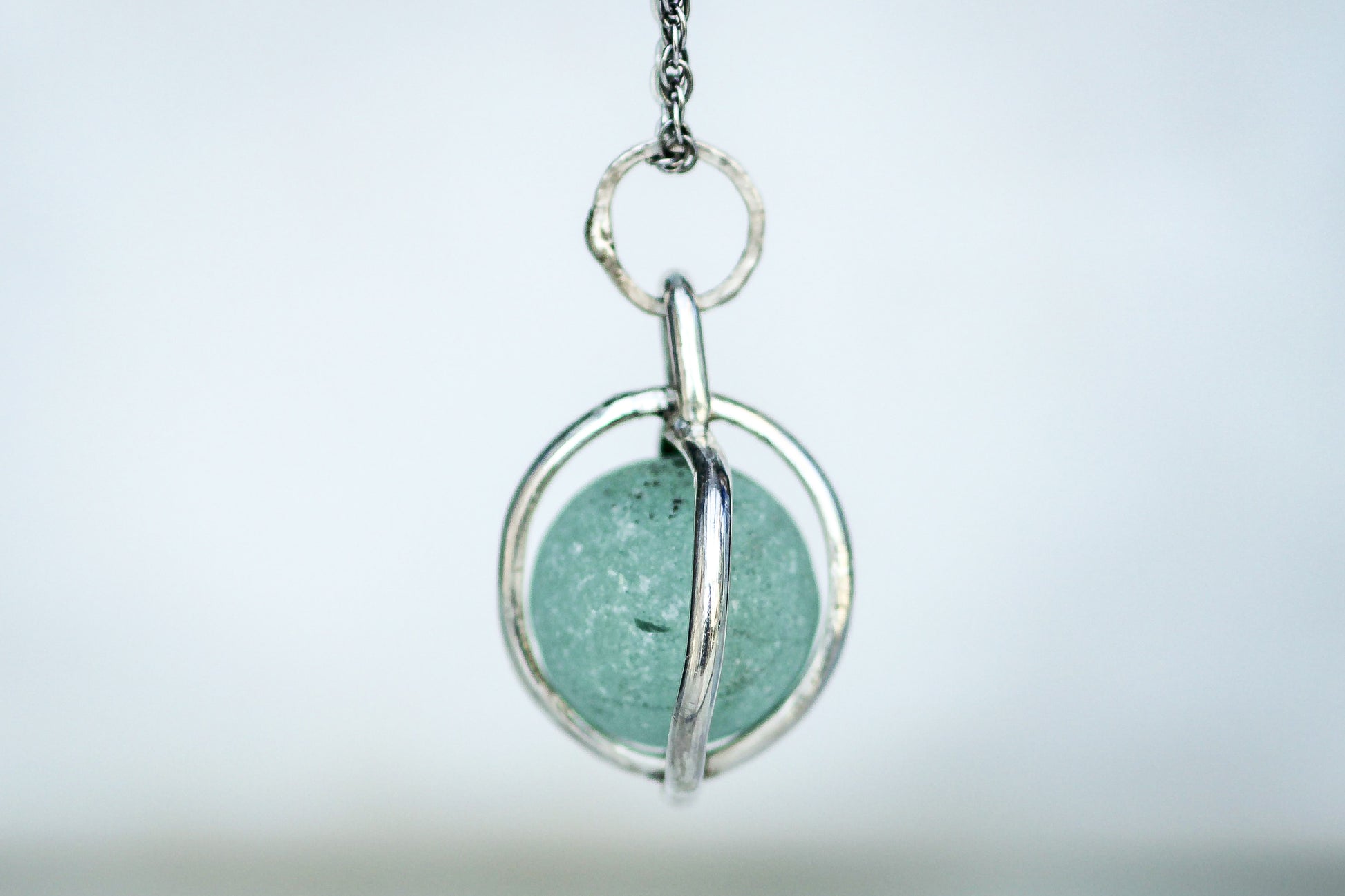 Handcrafted sterling silver necklace with moving Codd marble, ocean-inspired jewellery