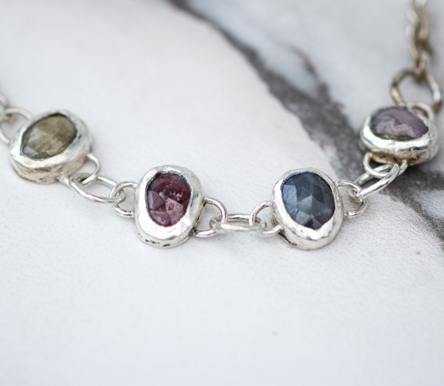 Rose Cut Tourmaline Necklace – Lilac, Pink, Blue & Bronze Green