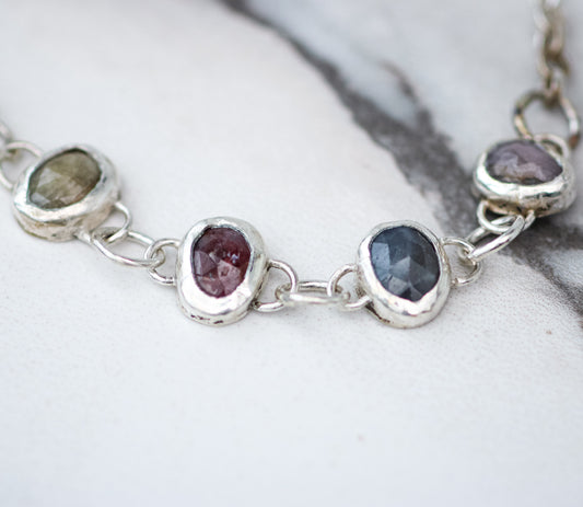 Rose Cut Tourmaline Necklace – Lilac, Pink, Blue & Bronze Green