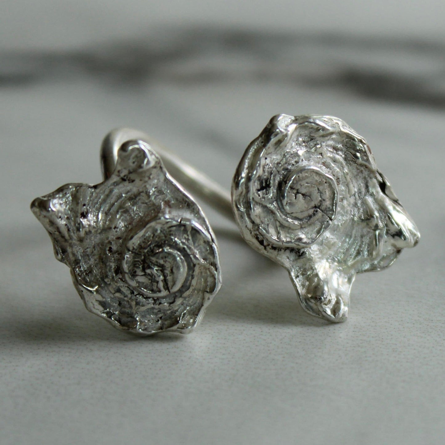 Adjustable Shell Ring – Recycled Sterling Silver, Cast from Real Shells Louella Jewellery